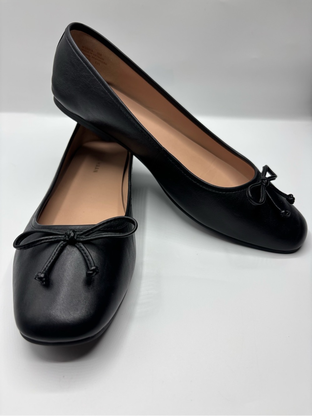 Cole Haan Yara Ballet Flat Shoes Bow Black Leather Women's Size 10